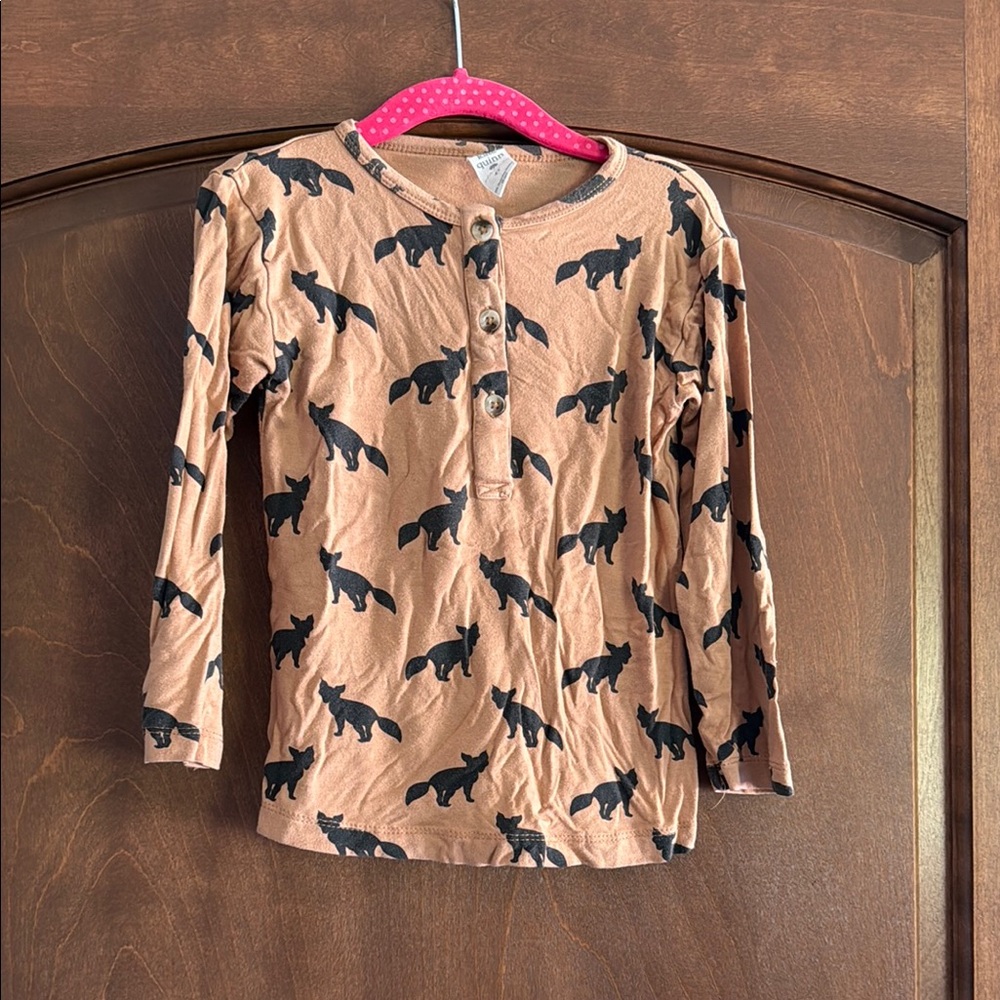 Kate Quinn Orange Fox Print Long Sleeve Henley